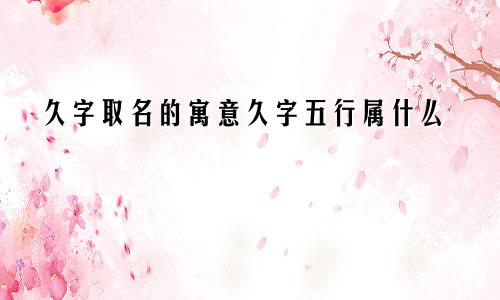 久字取名的寓意久字五行属什么