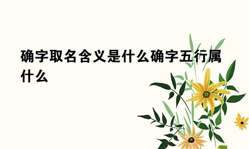 确字取名含义是什么确字五行属什么
