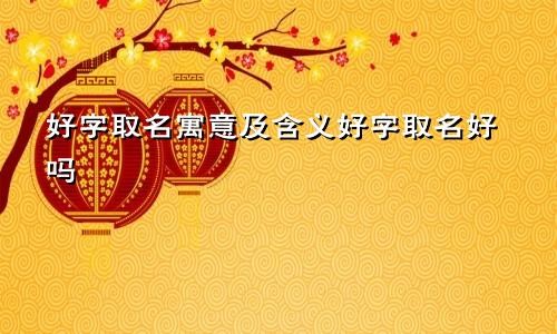 好字取名寓意及含义好字取名好吗