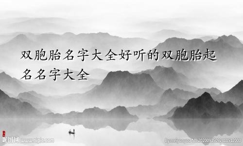 双胞胎名字大全好听的双胞胎起名名字大全