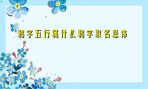 鸦字五行属什么鸦字取名忌讳