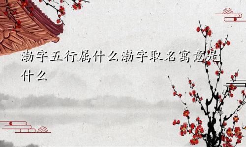 渤字五行属什么渤字取名寓意是什么