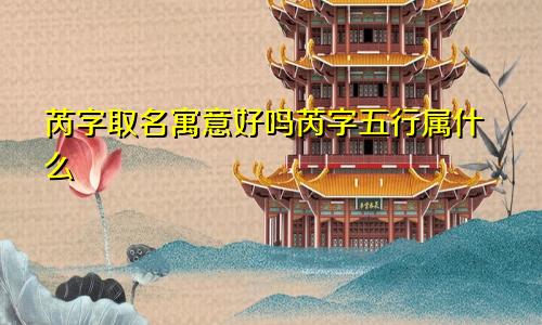 芮字取名寓意好吗芮字五行属什么