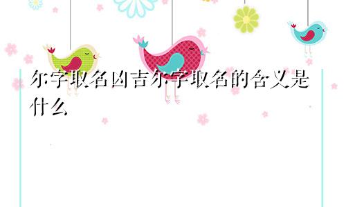尔字取名凶吉尔字取名的含义是什么