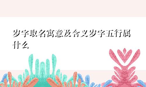 岁字取名寓意及含义岁字五行属什么