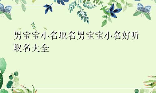 男宝宝小名取名男宝宝小名好听取名大全