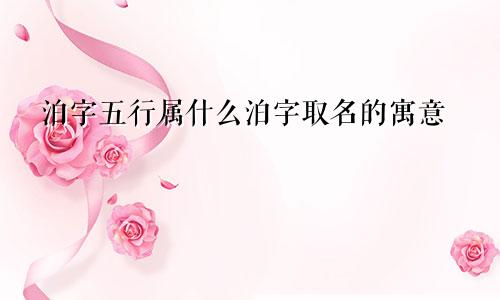 泊字五行属什么泊字取名的寓意