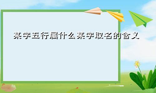 某字五行属什么某字取名的含义