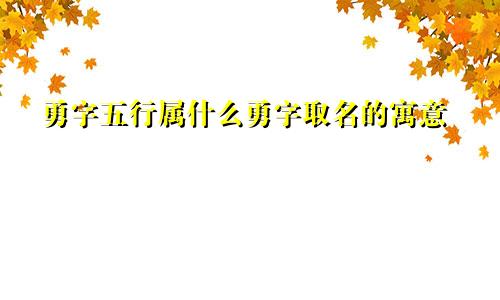 勇字五行属什么勇字取名的寓意