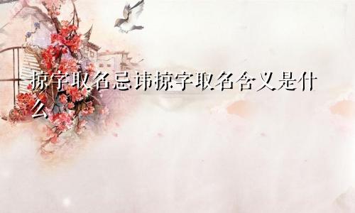 掠字取名忌讳掠字取名含义是什么