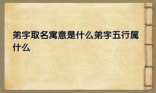 弟字取名寓意是什么弟字五行属什么