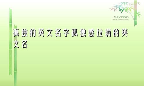 孤独的英文名字孤独感拉满的英文名