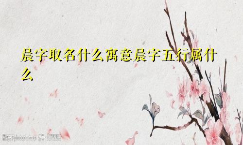 晨字取名什么寓意晨字五行属什么