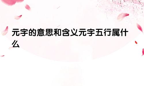 元字的意思和含义元字五行属什么