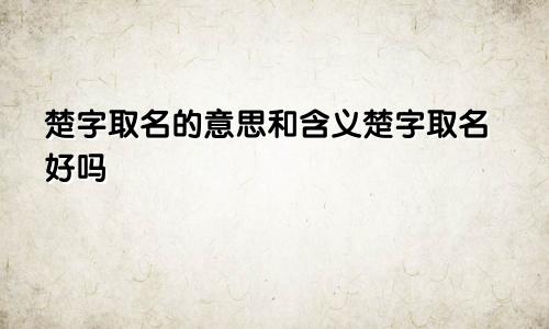 楚字取名的意思和含义楚字取名好吗