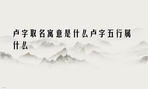 卢字取名寓意是什么卢字五行属什么