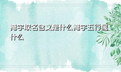 掩字取名含义是什么掩字五行属什么