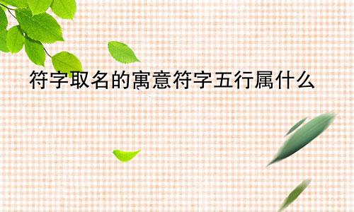 符字取名的寓意符字五行属什么