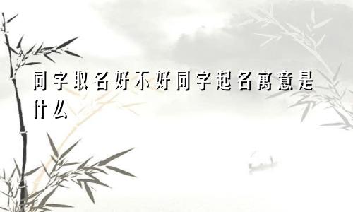 同字取名好不好同字起名寓意是什么