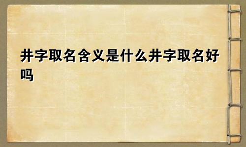 井字取名含义是什么井字取名好吗