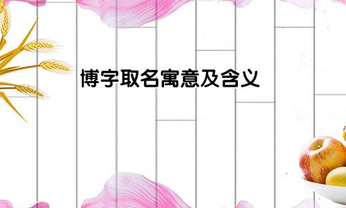 博字取名寓意及含义