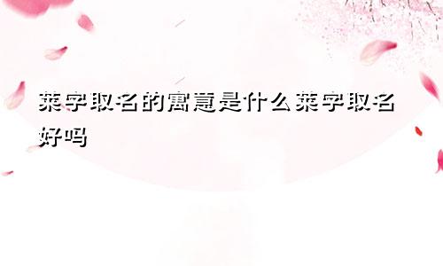 莱字取名的寓意是什么莱字取名好吗