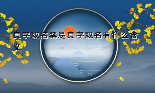 良字取名禁忌良字取名有什么含义