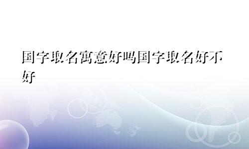 国字取名寓意好吗国字取名好不好