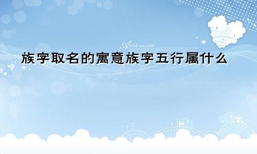 族字取名的寓意族字五行属什么
