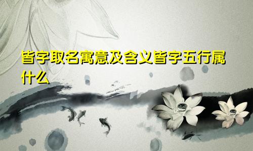 皆字取名寓意及含义皆字五行属什么