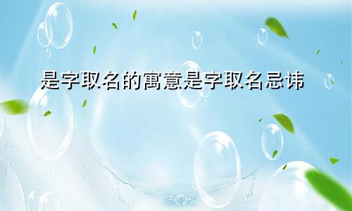 是字取名的寓意是字取名忌讳