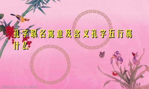 孔字取名寓意及含义孔字五行属什么