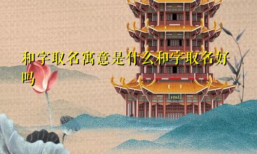 和字取名寓意是什么和字取名好吗