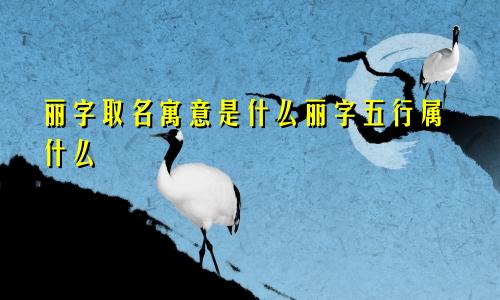 丽字取名寓意是什么丽字五行属什么