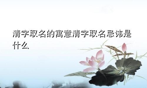 清字取名的寓意清字取名忌讳是什么