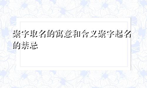 聚字取名的寓意和含义聚字起名的禁忌