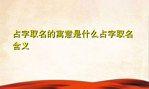 占字取名的寓意是什么占字取名含义