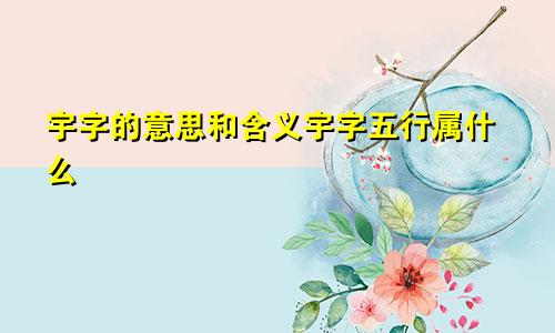 宇字的意思和含义宇字五行属什么