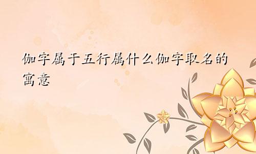 伽字属于五行属什么伽字取名的寓意