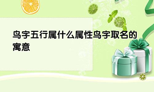 鸟字五行属什么属性鸟字取名的寓意