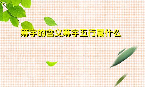 筹字的含义筹字五行属什么