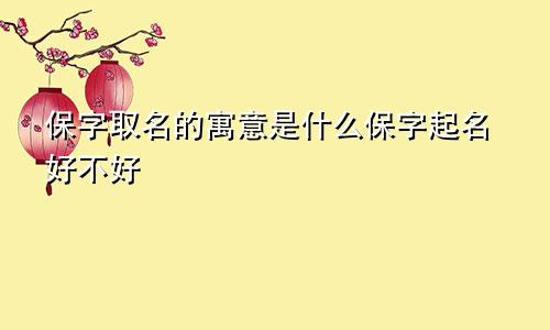保字取名的寓意是什么保字起名好不好