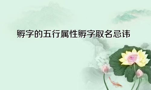 孵字的五行属性孵字取名忌讳