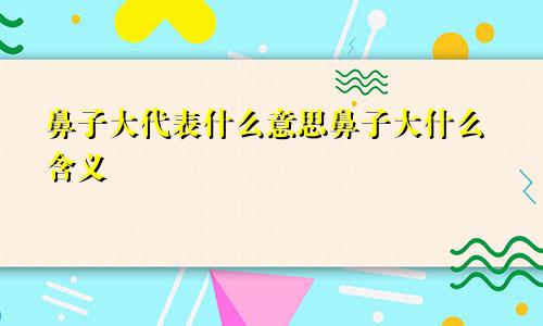 鼻子大代表什么意思鼻子大什么含义