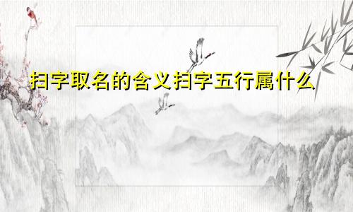 扫字取名的含义扫字五行属什么