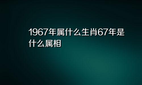 1967年属什么生肖67年是什么属相