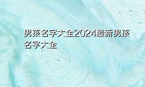 男孩名字大全2024最新男孩名字大全