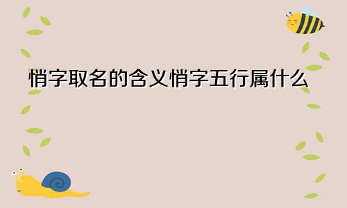 悄字取名的含义悄字五行属什么