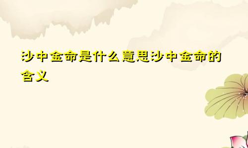 沙中金命是什么意思沙中金命的含义