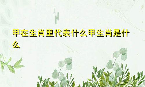 甲在生肖里代表什么甲生肖是什么